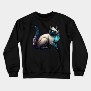 Siamese Cat With Galaxy Full of Stars Crewneck Sweatshirt